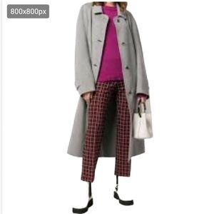 Tahari wool gray plaid trench coat size M